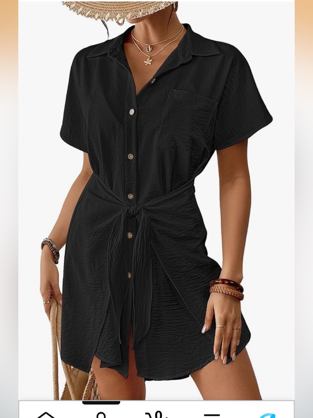 BSUBSEACH black button down tie shirt coverup medium